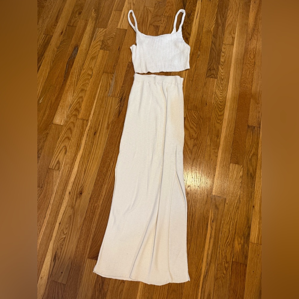 Free people White Ribbed Two-Piece Set